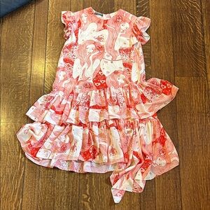 Red and Pink Ruffled Dress